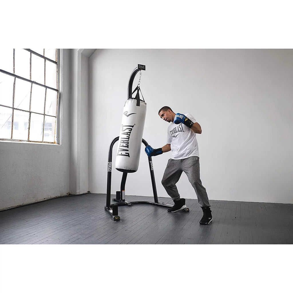 Single Station Heavy-Duty Punching Bag Stand, Powder-Coated Steel, 100 Lb Capacity, Black