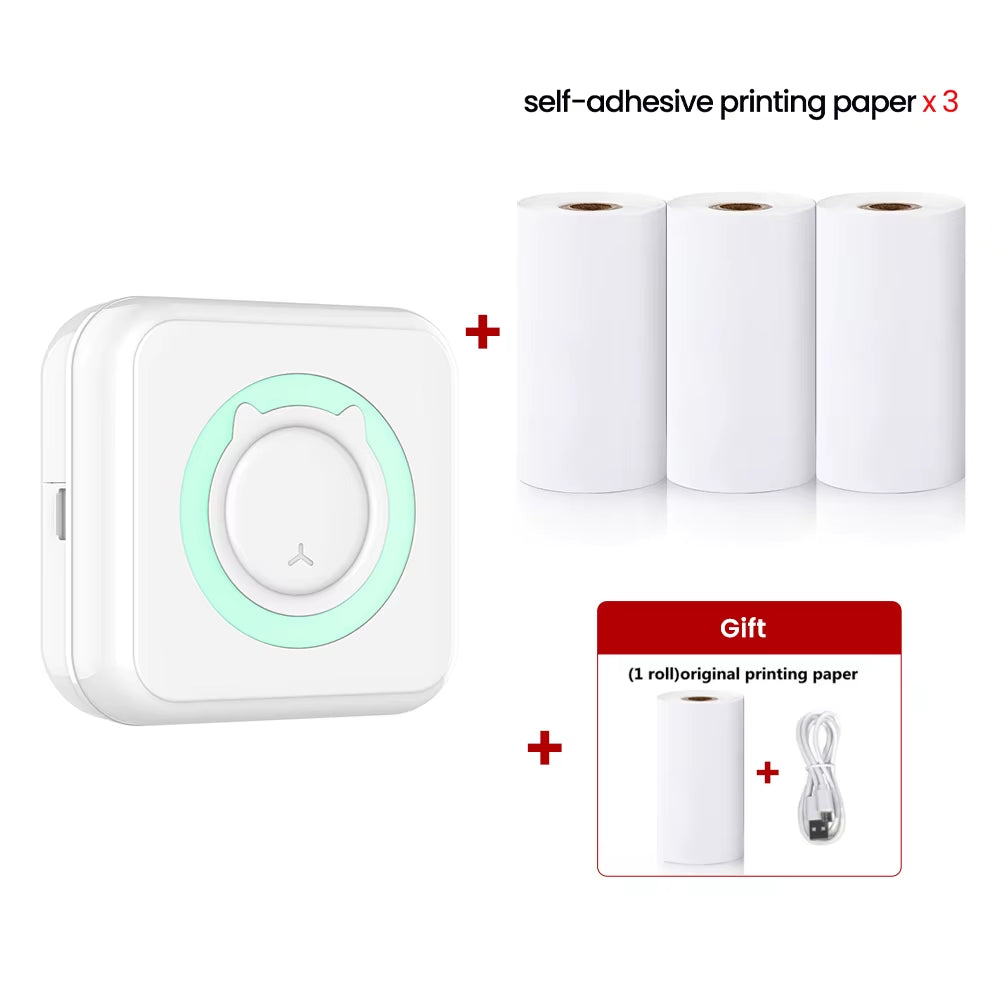 Mini Printer Thermal Printer Inkless Bluetooth Wireless Portable Pocket Self-Adhesive Label Printer for Sticker Lable Maker