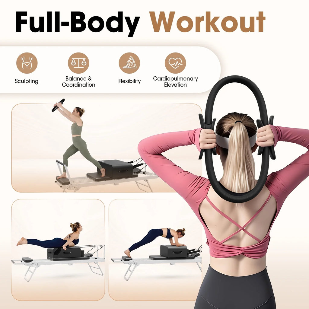 Pilates Reformer Box Set – 14" Anti-Deformation Circle with Padded Handles,Pilates Equipment for Home Gym Focusing on Toning, Arms, and Core