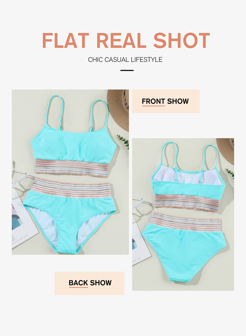 Bikinis for Women High Waisted Bathing Suits for Women Two Piece Tummy Control Swimsuits Adjustable Spaghetti Straps Bikini Swimwear